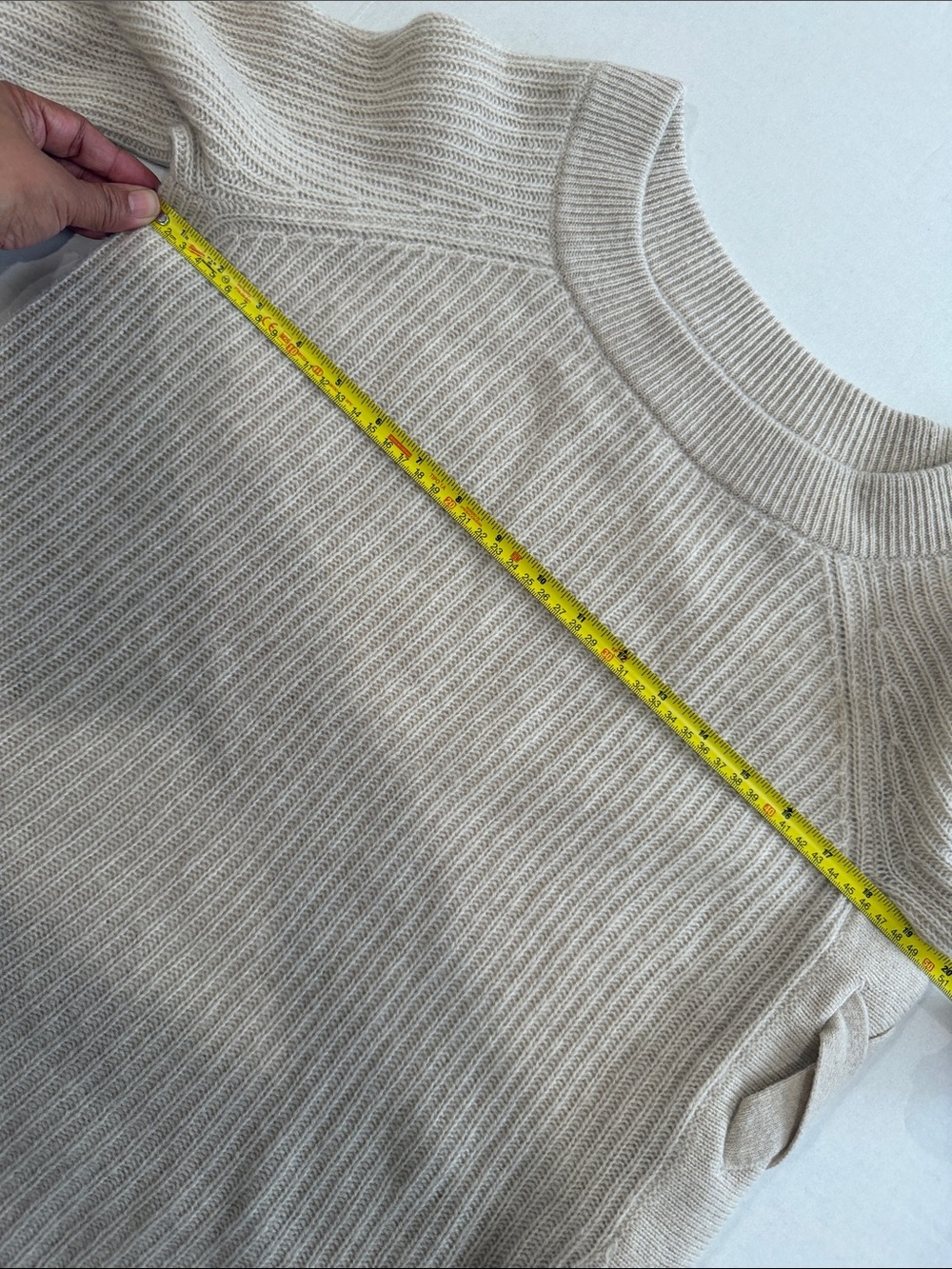 Only Mine Beige Ribbed Crewneck Sweater with Side Braid - Picture 6 of 12